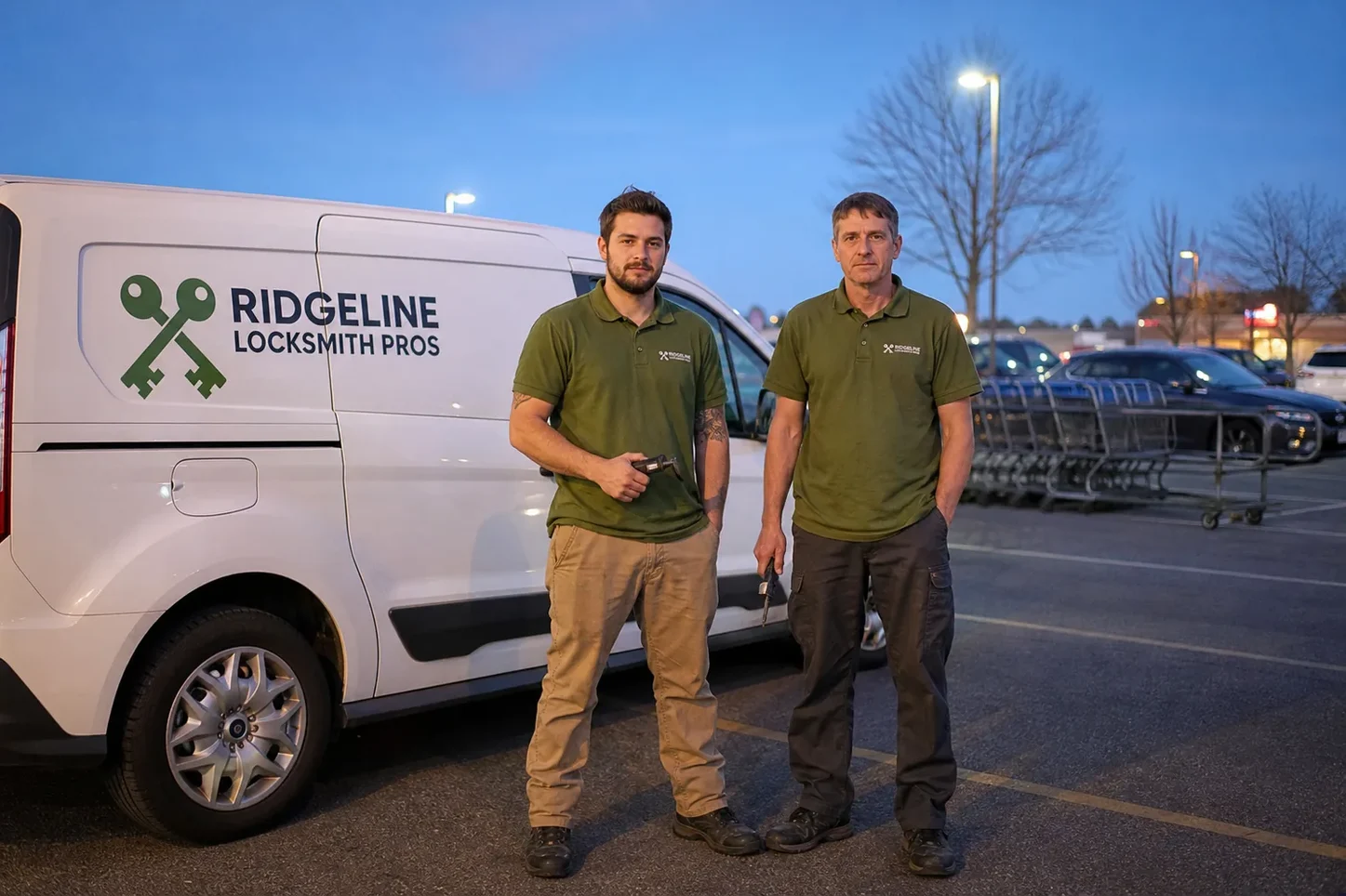 Ridgeline Locksmith Pros locksmith technicians and the service van in Quincy